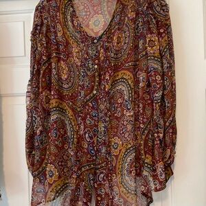 Johnny Was Jade Chiffon Blouse with Smocked Detail